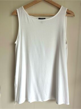 Eileen Fisher White Stretch Viscose Jersey Tank Top Sleeveless Size S
